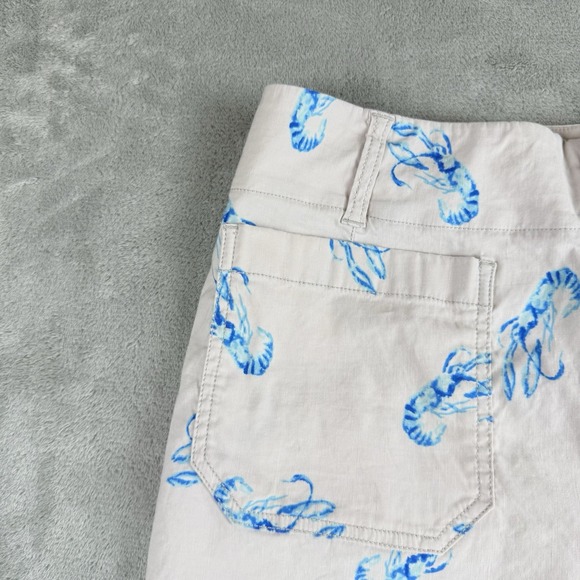 Maeve Anthropologie Pants Womens 29 Beige Collete Blue Lobster Cropped Wide Leg - Picture 7 of 16